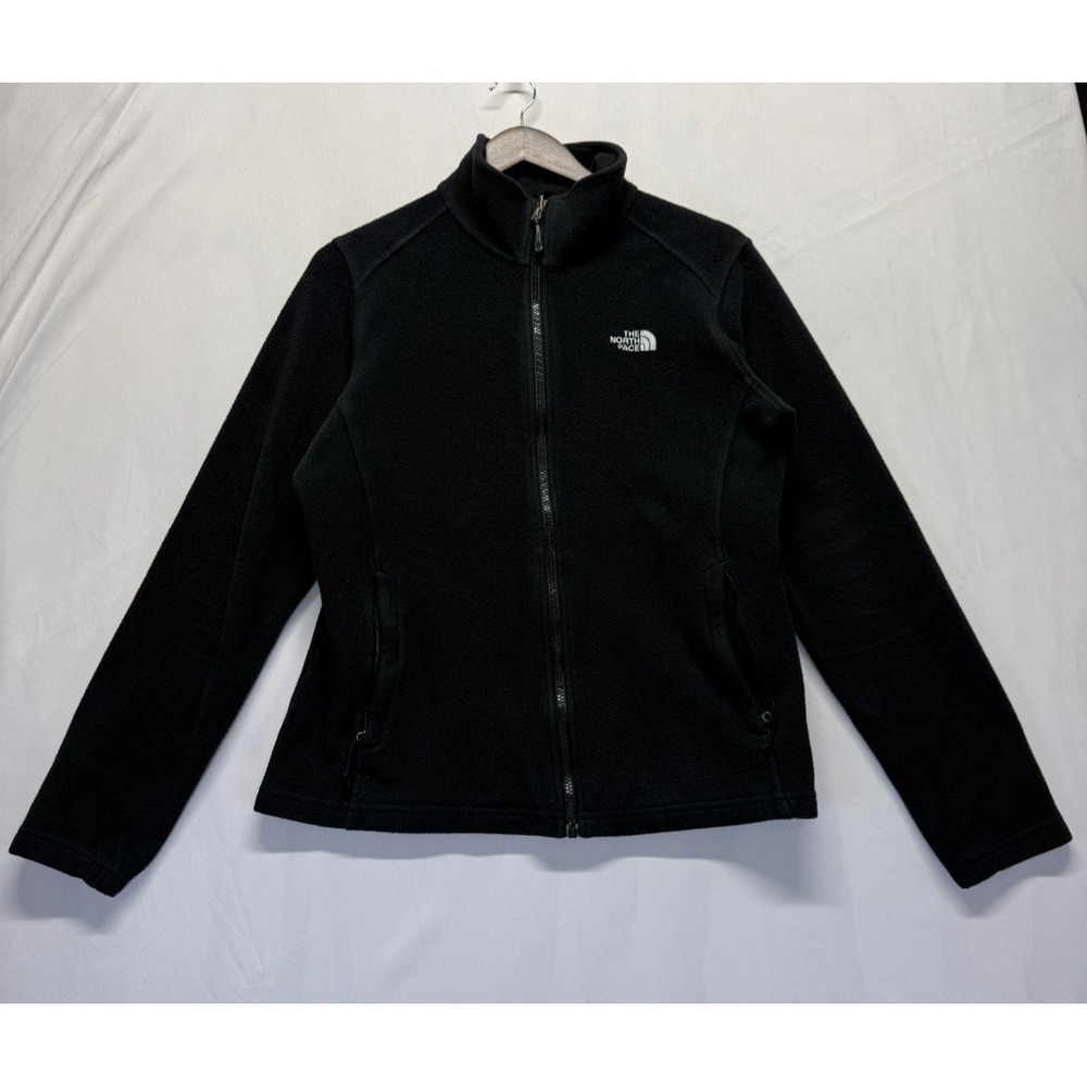 The North Face Fleece Jacket Women Large Black Mock Neck Full Zip Winter Outdoor